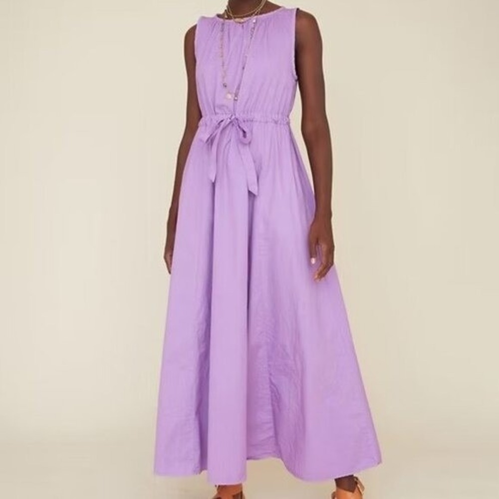 Xirena Rhiannan Drawstring Poplin Cotton Maxi Dress‎ In Wild Violet Size Small